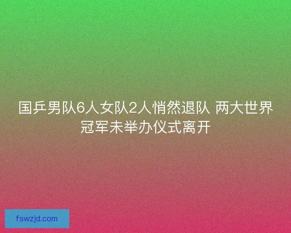国乒男队6人女队2人悄然退队 两大世界冠军未举办仪式离开