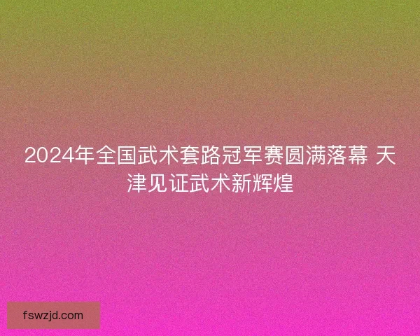 2024年全国武术套路冠军赛圆满落幕 天津见证武术新辉煌