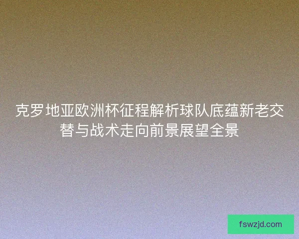 克罗地亚欧洲杯征程解析球队底蕴新老交替与战术走向前景展望全景