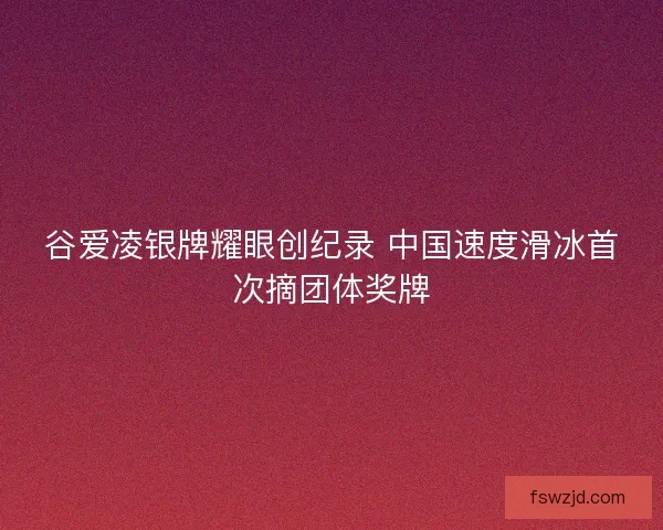 谷爱凌银牌耀眼创纪录 中国速度滑冰首次摘团体奖牌