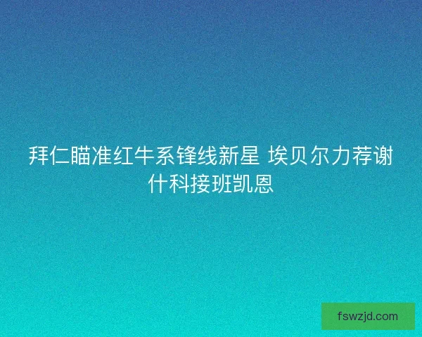 拜仁瞄准红牛系锋线新星 埃贝尔力荐谢什科接班凯恩
