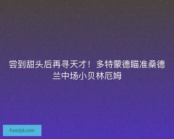 尝到甜头后再寻天才！多特蒙德瞄准桑德兰中场小贝林厄姆